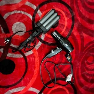 REVLON 3 Barrel Jumbo Hair Waver & Revlon Compact Hair Dryer